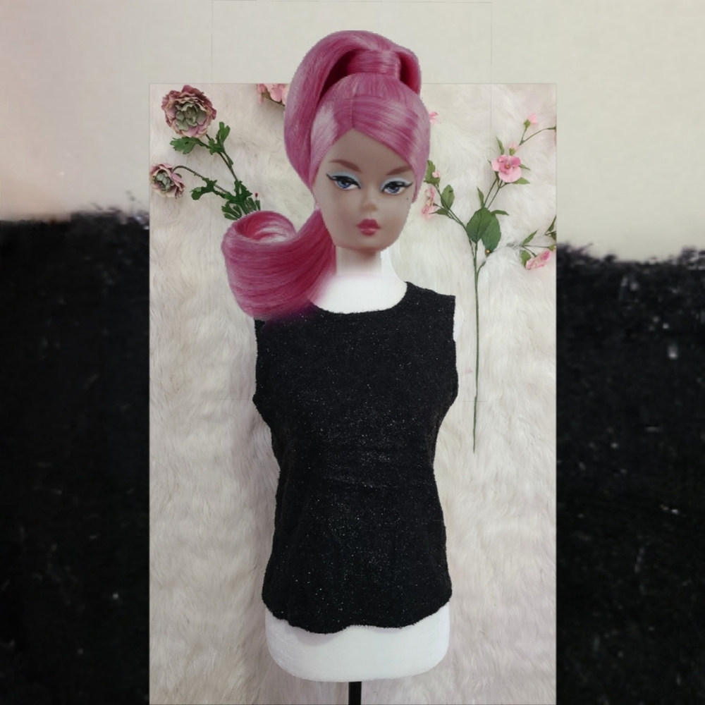 3/$20- Ninety petites sleeveless black sparkly top
